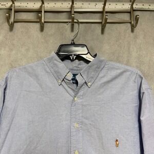 VTG‎ Ralph Lauren Shirt Men's 4XLT Blue OCBD Oxford Cloth Button Up Flesh Pony